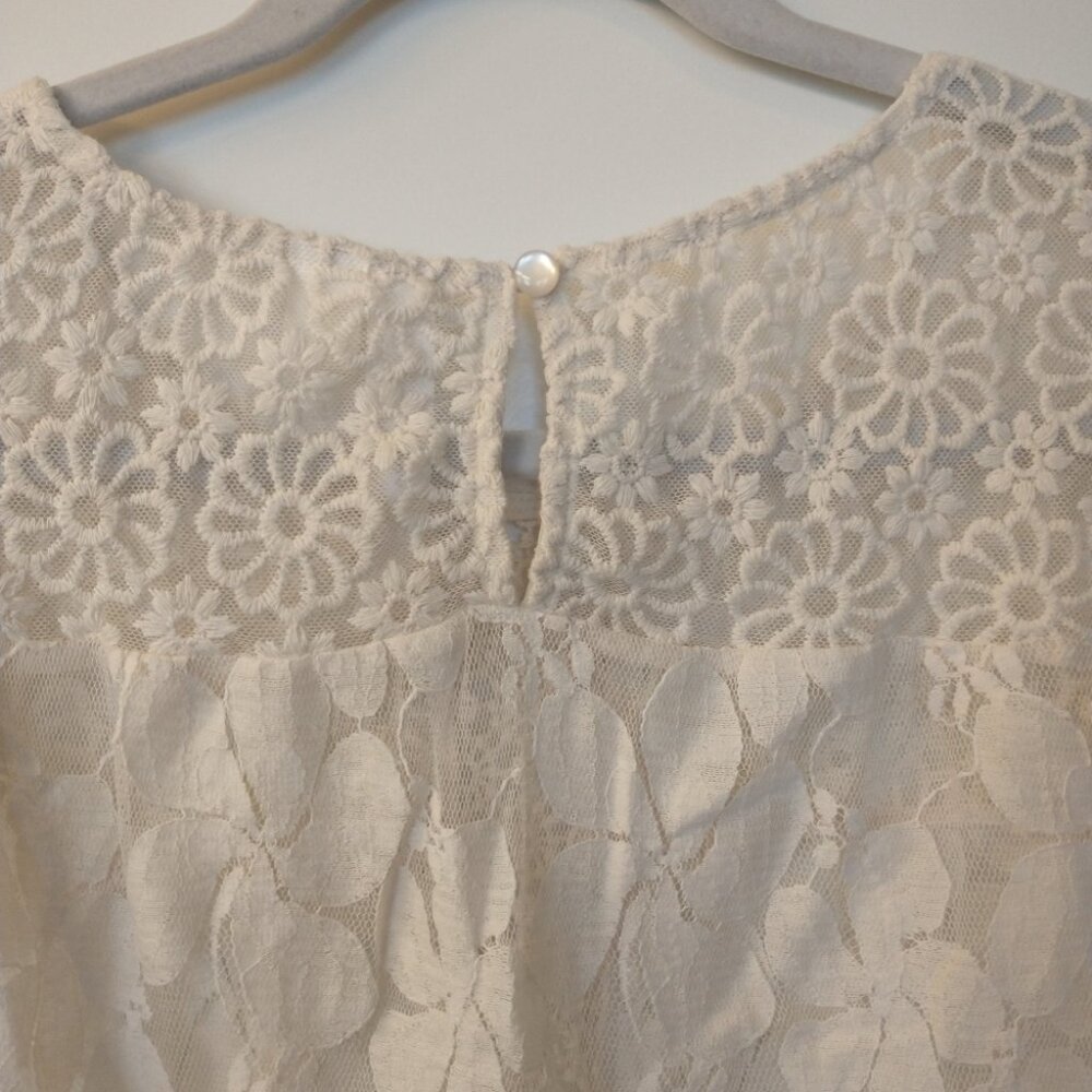 Women's ADiva Off White Lace Sheer Long Sleeve Blouse Size Large - Picture 4 of 11